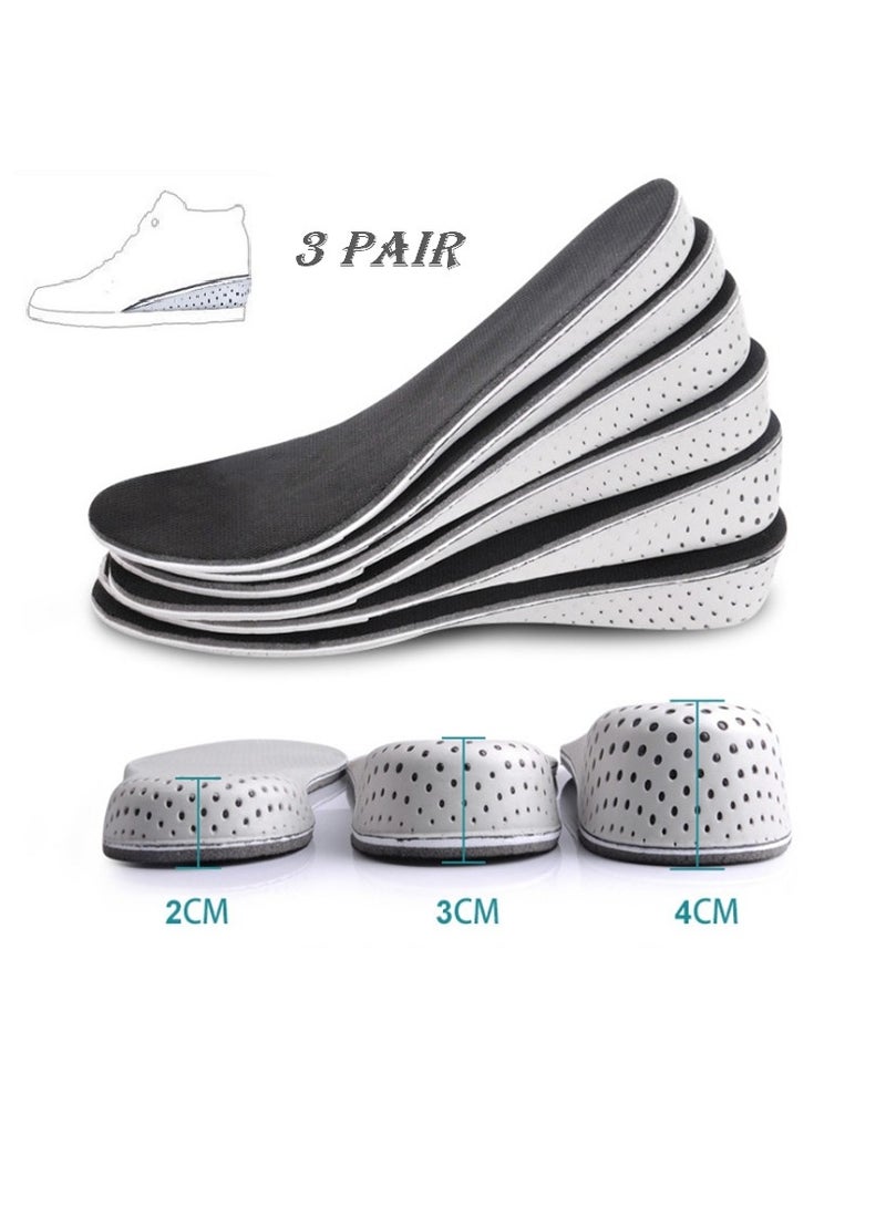 3 أزواج من نعل الحذاء القابل للتنفس لدعم القوس ونعل رفع الكعب للنساء والرجال (ارتفاع 2 سم و3 سم و4 سم) - Image 1