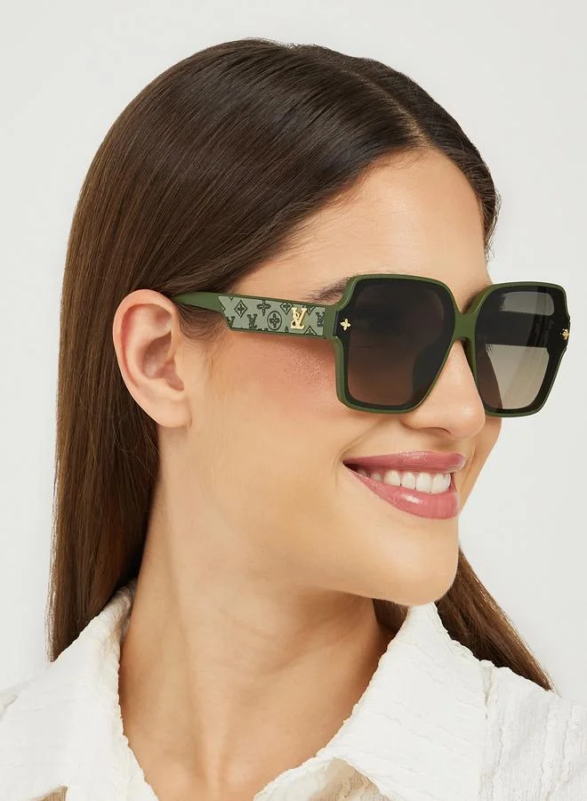 Styli Oversized Square Frame Sunglasses with Temple Detail