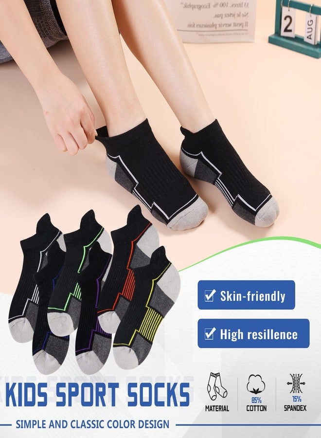 SeeyAN Kids Socks Boys Ankle Athletic Half Cushioned Low Cut Sport Cotton Breathable Socks 6 Pairs (6 Pairs Black, 9-14 Years) - Image 3
