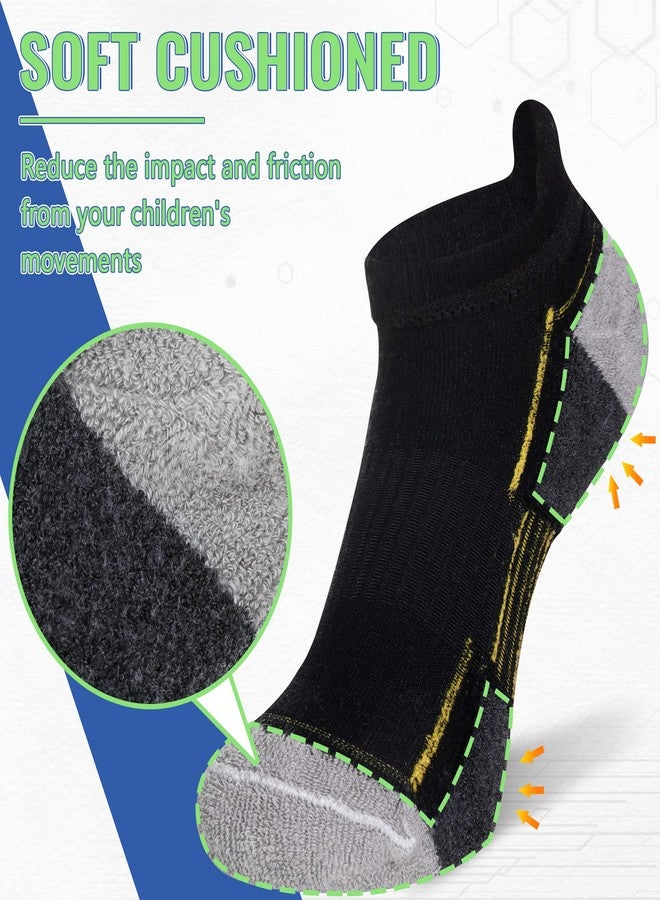 SeeyAN Kids Socks Boys Ankle Athletic Half Cushioned Low Cut Sport Cotton Breathable Socks 6 Pairs (6 Pairs Black, 9-14 Years) - Image 5