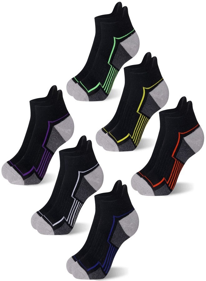 SeeyAN Kids Socks Boys Ankle Athletic Half Cushioned Low Cut Sport Cotton Breathable Socks 6 Pairs (6 Pairs Black, 9-14 Years) - Image 1