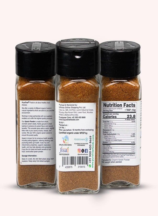 Pure Tree Certified Organic Ajwain Powder | 60 g | Glass Jar | Carom Seed Powder | Ajavain | Omam Powder Gluten-Free | Vamu Seeds | Ajowan | Ayamodakam Seeds Rich In Antioxidants - Image 2