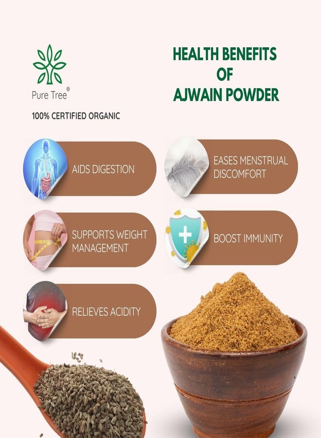 Pure Tree Certified Organic Ajwain Powder | 60 g | Glass Jar | Carom Seed Powder | Ajavain | Omam Powder Gluten-Free | Vamu Seeds | Ajowan | Ayamodakam Seeds Rich In Antioxidants - Image 3