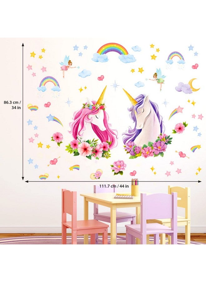 ديكو وال Sg2105 ملصقات حائط كبيرة على شكل وحيد القرن للأطفال بألوان قوس قزح قابلة للإزالة للفتيات وغرفة النوم وغرفة المعيشة وديكور فني للمنزل وديكور للأطفال الصغار والأميرة الصغيرة - Image 5