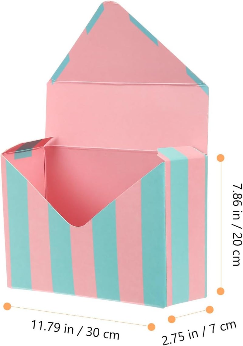 TIDTALEO 4pcs Flower Envelope Boxes Set, Floral Bouquet Paper Packaging with Pink Blue Stripe Pink Vertical Stripe, Creative Foldable Wrap for Florists and Bouquets - Image 2