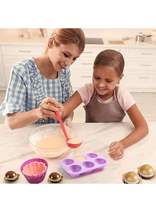 2 Pcs Silicone Mousse Mold with 6 Cavities, BPA-Free Non-Stick Baking Mold for Chocolate, Jelly, Cake, Fondant, Heat Resistant Reusable Dessert Molds, Purple - Image 4