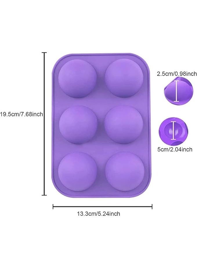 2 Pcs Silicone Mousse Mold with 6 Cavities, BPA-Free Non-Stick Baking Mold for Chocolate, Jelly, Cake, Fondant, Heat Resistant Reusable Dessert Molds, Purple - Image 2