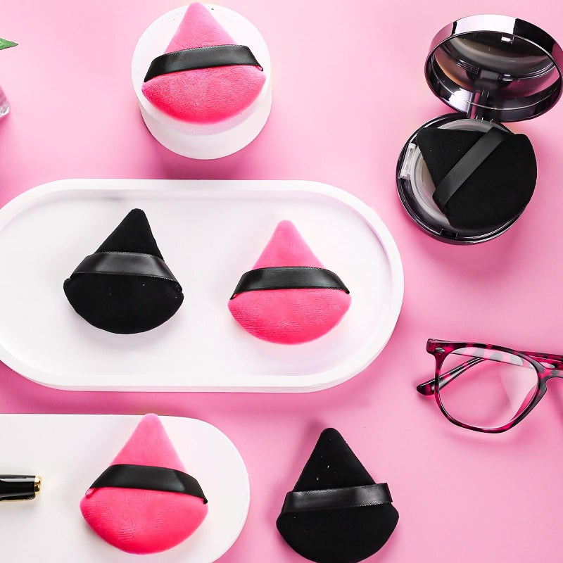 Pimoys 6 Pieces Powder Puff Face Soft Triangle for Loose and Body Powder, Velour Makeup Sponge Set Setting Powder Puff Makeup Tools - Image 5