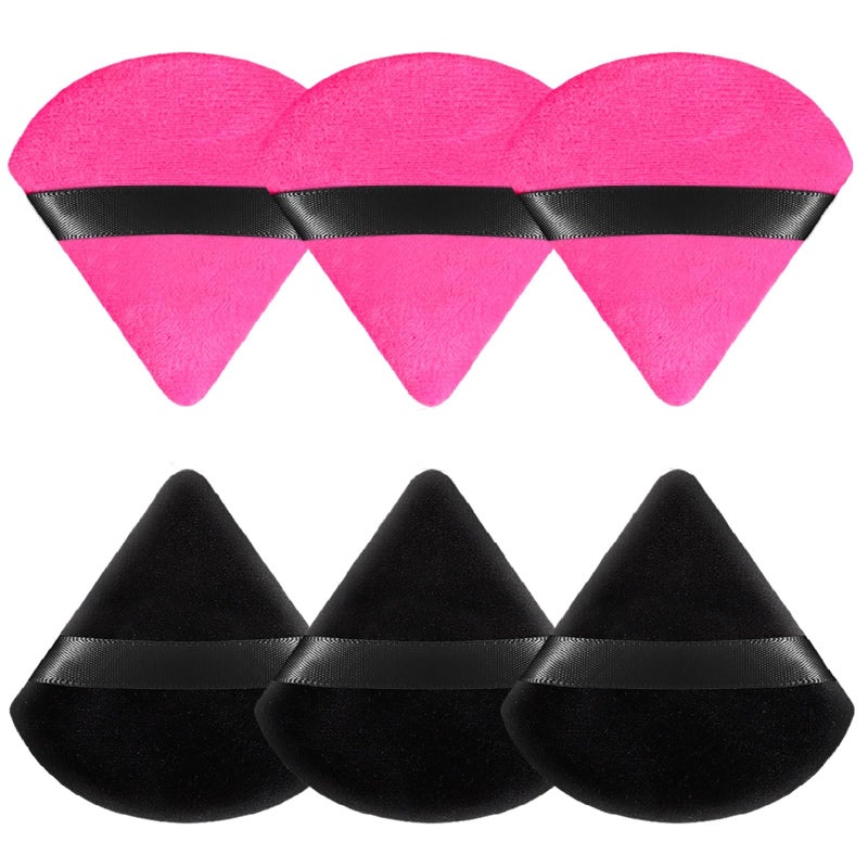Pimoys 6 Pieces Powder Puff Face Soft Triangle for Loose and Body Powder, Velour Makeup Sponge Set Setting Powder Puff Makeup Tools - Image 1