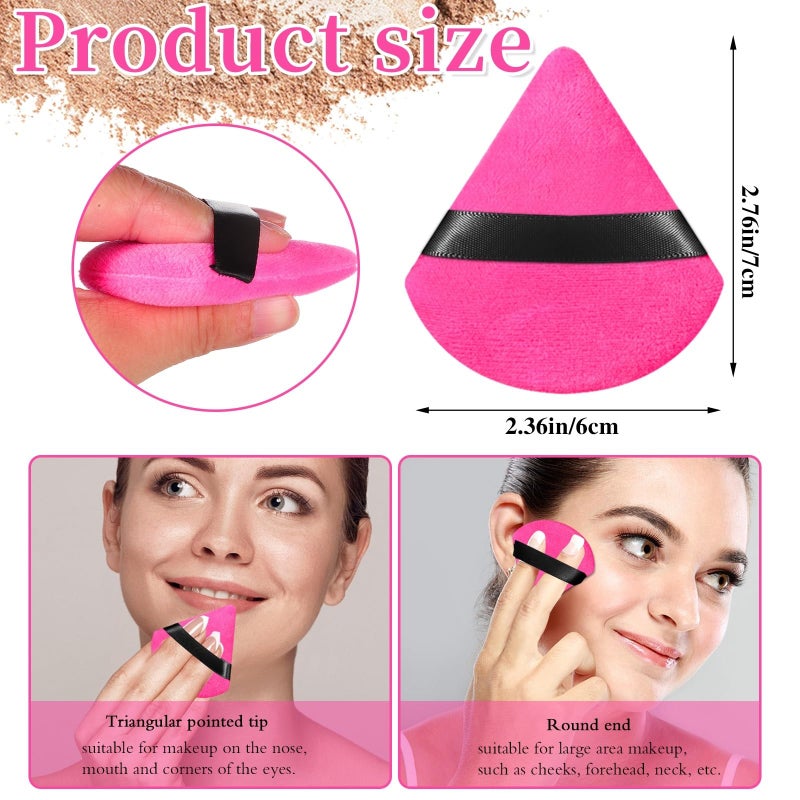 Pimoys 6 Pieces Powder Puff Face Soft Triangle for Loose and Body Powder, Velour Makeup Sponge Set Setting Powder Puff Makeup Tools - Image 3