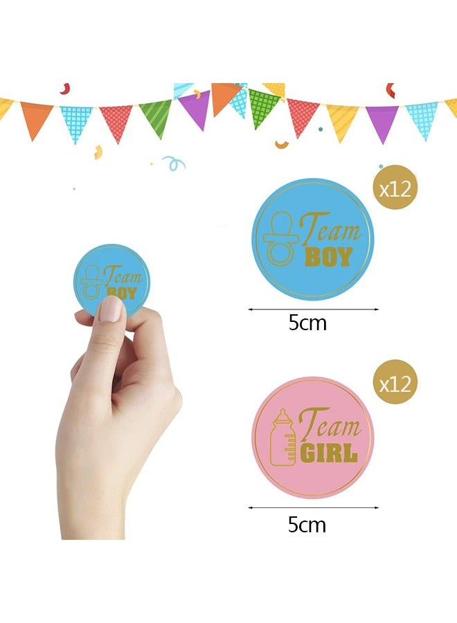 Ant 24 Pieces Gender Reveal Stickers, Baby Sticker Labels with Gold Glitter Letter, Team Boy and Team Girl Stickers for Baby Shower Decorations Gender Reveal Party Games  - Image 2