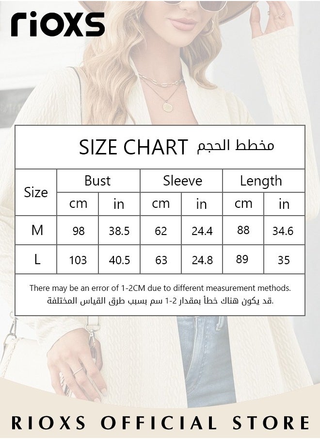 RIOXS Fashionable Mid-long Cardigans for Women, Trendy Long Sleeve Cardigan, Classic Elegant Open Front Sweater Coat, No Zipper or Buttons, Comfortable to Wear, Suitable for Wearing When Going Out  - Image 4