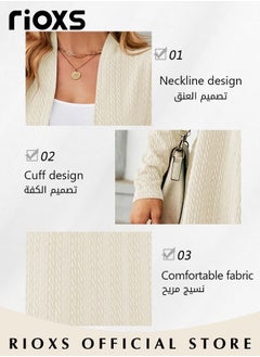 RIOXS Fashionable Mid-long Cardigans for Women, Trendy Long Sleeve Cardigan, Classic Elegant Open Front Sweater Coat, No Zipper or Buttons, Comfortable to Wear, Suitable for Wearing When Going Out  - Image 5