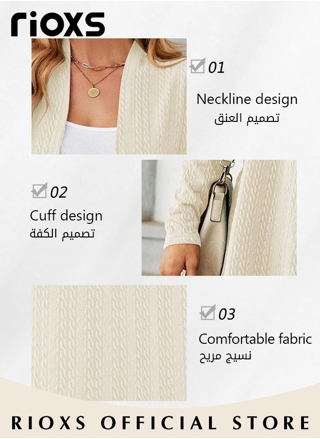 RIOXS Fashionable Mid-long Cardigans for Women, Trendy Long Sleeve Cardigan, Classic Elegant Open Front Sweater Coat, No Zipper or Buttons, Comfortable to Wear, Suitable for Wearing When Going Out  - Image 5