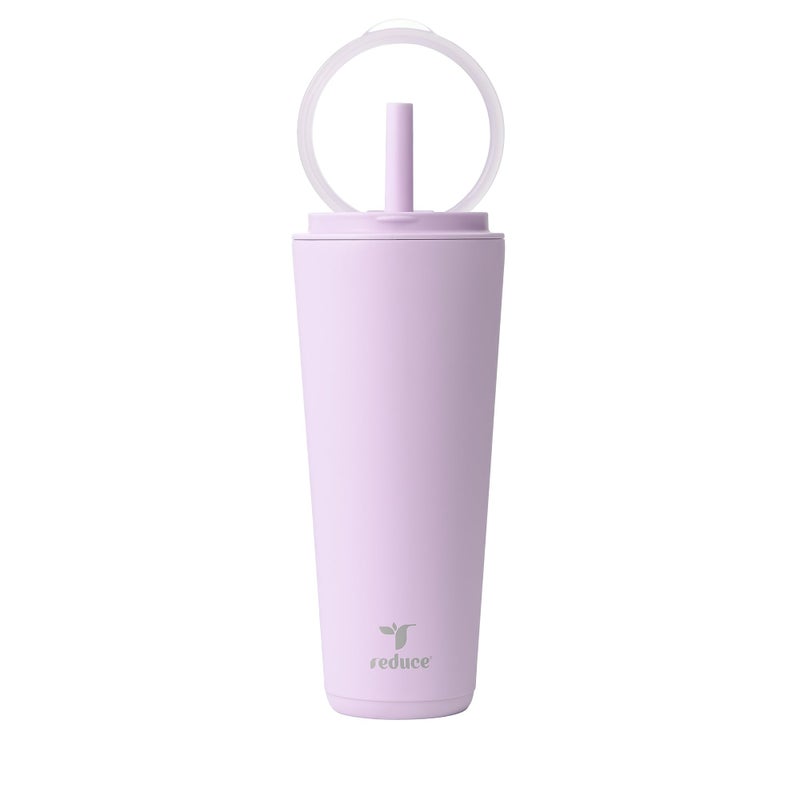 REDUCE Halo 32 oz Stainless Steel Vacuum Insulated Tumbler - Spill Proof Travel Mug with Flip Handle Lid - Keeps Drinks Cold for 32 Hrs - Dishwasher Safe - Cupholder Friendly - Lilac Bud - Image 1