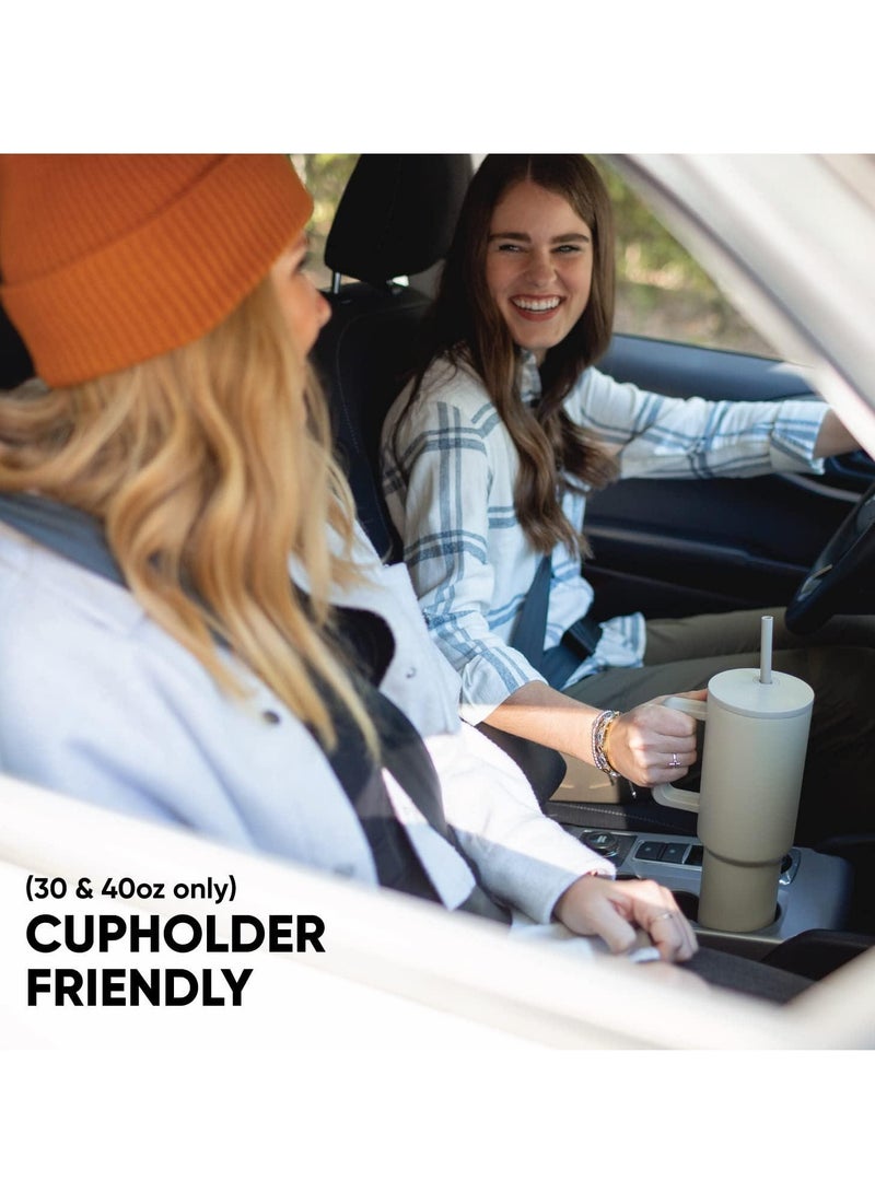 إيفرين كوب بسعة 40 أونصة مع مقبض وغطاء من القش، كوب معزول، زجاجة مياه من الفولاذ المقاوم للصدأ قابلة لإعادة الاستخدام، كوب للسفر، حامل أكواب، هدايا صديقة للنساء، مجموعة رحلتها، طراز بسيط وحديث - Image 2