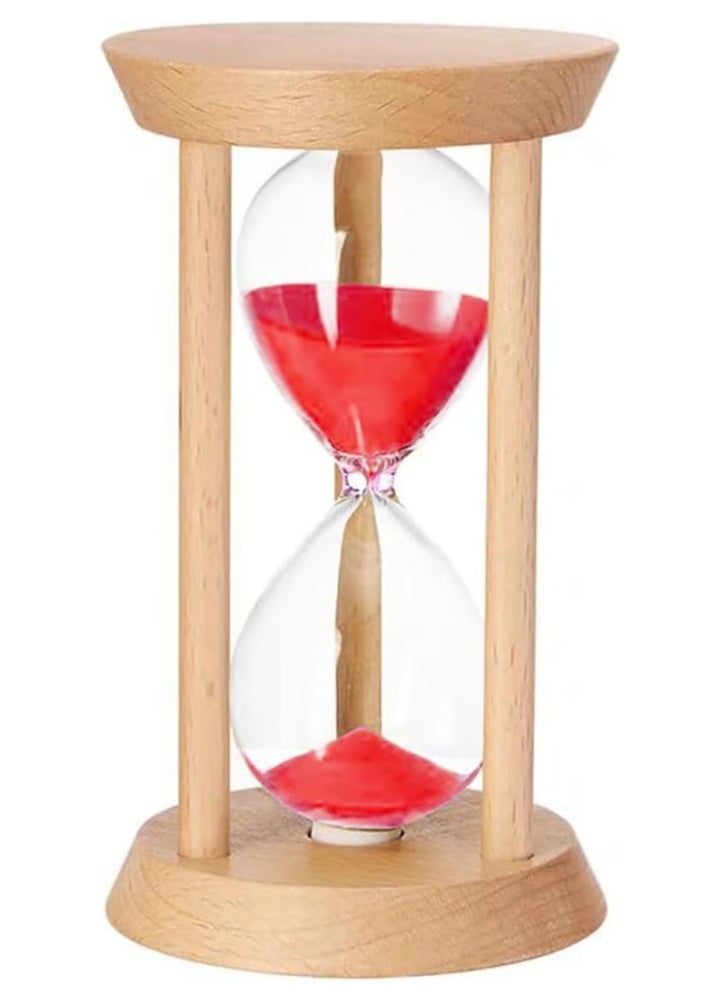 Rubik - Sand Timer, 30 Minutes Wood Base Hourglass Sandglass Clock for Childrens Teeth Brushing Kitchen Cooking Game School Office Home Decoration (Red, 30 min) - Image 1