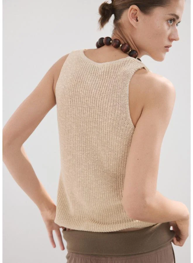 مانجو Openwork knitted waistcoat