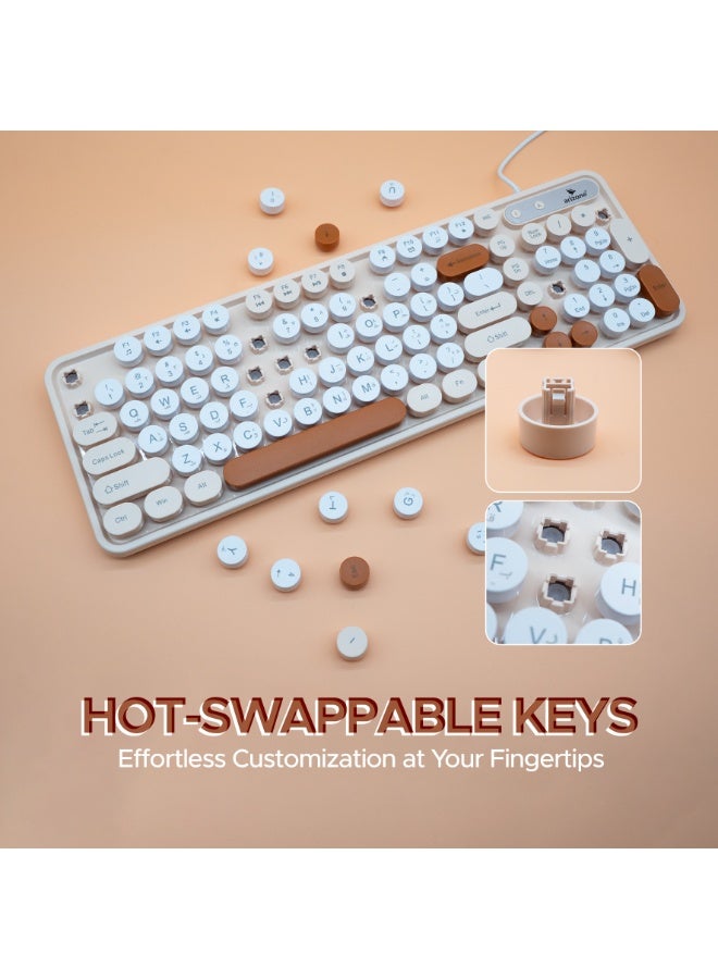 arizone K92 Retro Punk Wired Keyboard - 98 Keys, Arabic/English Layout, Swappable Keys - Image 5