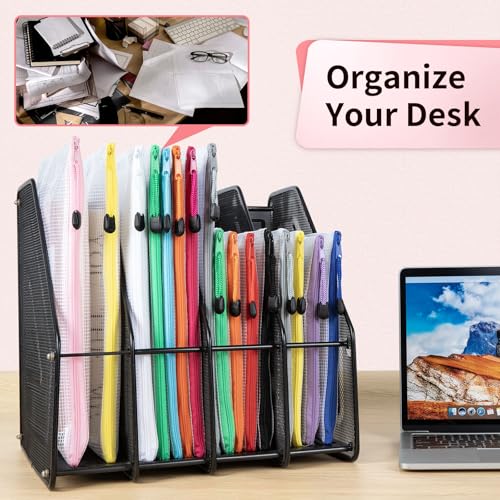 Umriox Small Zipper Pouch, 9.5x7.1 in (12 Colors, 12 Packs), Mesh Bags with Zipper for Office Supplies Travel Accessories - Image 5