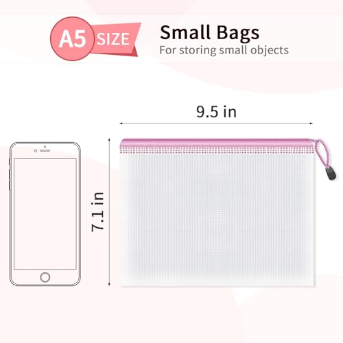 Umriox Small Zipper Pouch, 9.5x7.1 in (12 Colors, 12 Packs), Mesh Bags with Zipper for Office Supplies Travel Accessories - Image 2