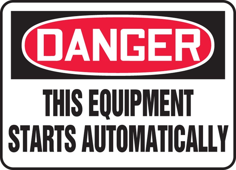 Accuform MEQM083VA Aluminum Safety Sign, Legend "Danger This Equipment Starts Automatically", 7" Length x 10" Width, Red/Black on White - Image 5