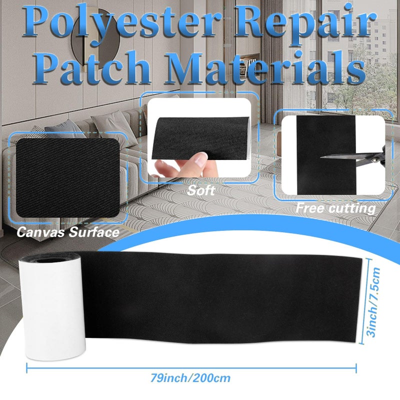 RAINFLOW Fabric Tape for Clothes - 3 X 78.7inch Repair Tape Black Patches for Clothes Self Adhesive Single Sided Fabric Repair Patch for Down Jackets Tent Furniture Pant Outdoor - Image 5