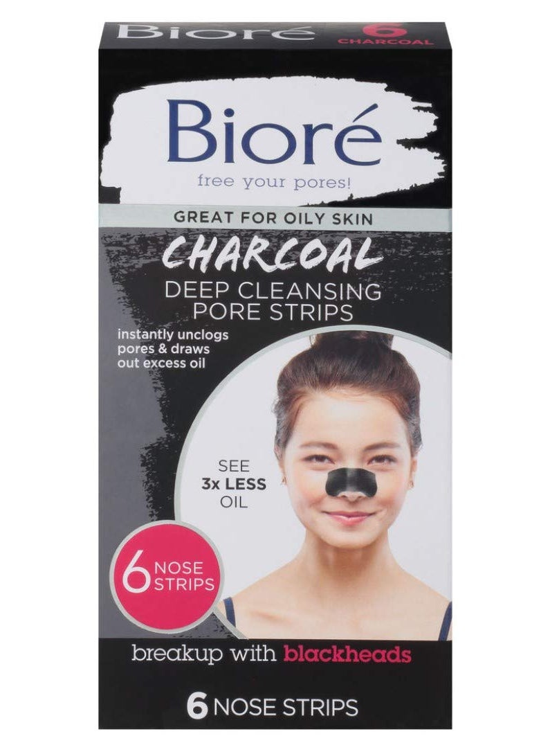 Kao-Biore - Biore Charcoal Deep Cleansing Pore Strips 6 Count 3 Pack - Image 1