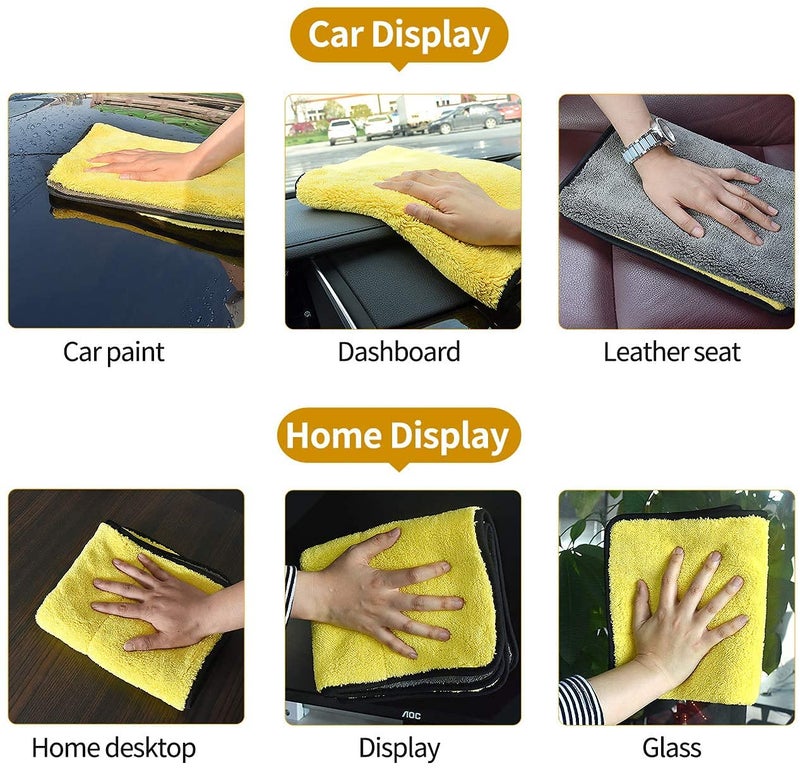 Auto Hub Heavy Microfiber Cloth for Car Cleaning and Detailing, Double Sided, Extra Thick Plush Microfiber Towel Lint-Free, 800 GSM (Size 40cm x 40cm)/Pack of 2, Multicolour - Image 4