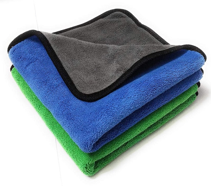 Auto Hub Heavy Microfiber Cloth for Car Cleaning and Detailing, Double Sided, Extra Thick Plush Microfiber Towel Lint-Free, 800 GSM (Size 40cm x 40cm)/Pack of 2, Multicolour - Image 1