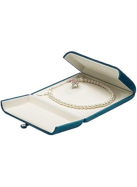 كوفكس صندوق هدايا مخملي كبير مكتنز للقلادة والخواتم لعرض المجوهرات والقلائد واللؤلؤ (ازرق)