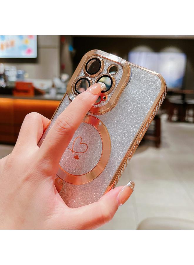 اس-توب جراب هاتف iPhone 14 Loves Graident Glitter Carbon Fiber Magsafe TPU - Image 5