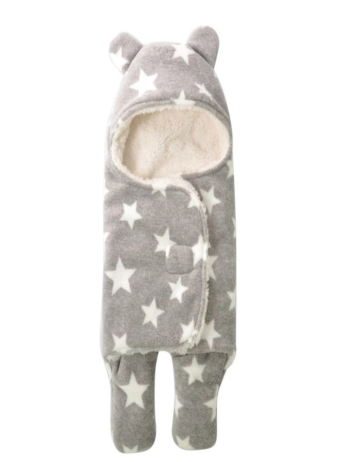 First Kick مجموعة بطانيات الأطفال حديثي الولادة من فيرست كيك، فائقة النعومة، قابلة للارتداء، مصنوعة من الصوف والبوليستر المتين، تُستخدم ككيس نوم للأطفال الرضع من الجنسين (76 سم × 70 سم، من 0 إلى 6 أشهر)، لون رمادي نجمي - Image 3