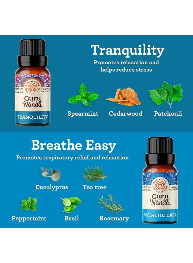 GuruNanda مجموعة زيوت عطرية مكونة من 6 خلطات من GuruNanda - زيت نقي وطبيعي 100% من الدرجة العلاجية لاستخدامه في موزع العطور - Image 2