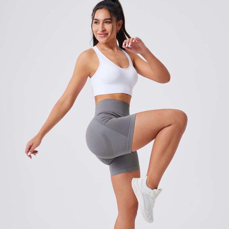 Evercute Women's Gym Shorts 3/4 Pack Seamless Scrunch Butt Lifting Workout Shorts Tummy Control Ruched Booty Smile Yoga Short - Image 5