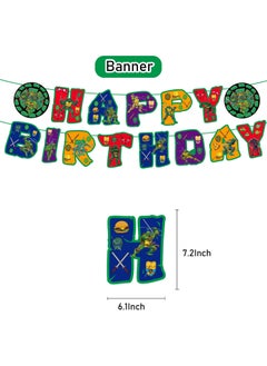 General Teenage Mutant Ninja Turtles Theme Birthday Party Decoration Teenage Mutant Ninja Turtles Flag Cake Card Balloon Spiral Party Set  - Image 2