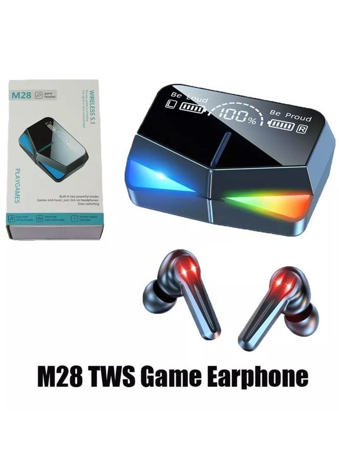 M28 Bluetooth Earbuds Hi-Fi Sound Quality, Bluetooth 5.3 Technology, LED Display, Waterproof, Black