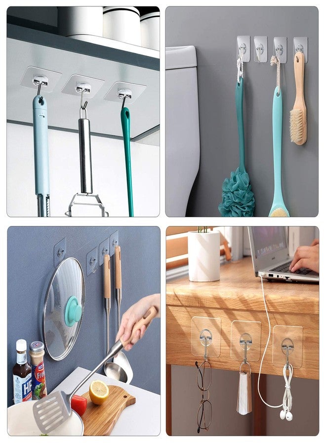 ZNBEN Adhesive Hooks Removable Wall Hooks 13 LB Ceiling Hook Transparent Seamless Waterproof and Oil Proof for Cabinet Kitchen Bathroom Ceiling Office Window 10 Pack - Image 2