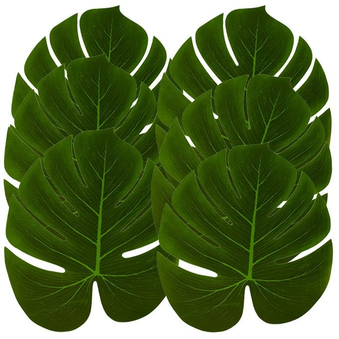 ARTIFICIAL PALM LEAVES 24 PIECES LARGE PALM LEAVES FOR HAWAIIAN LUAU PARTY JUNGLE BEACH THEME PARTY BIRTHDAY TABLE AND WALL DECORATIONS