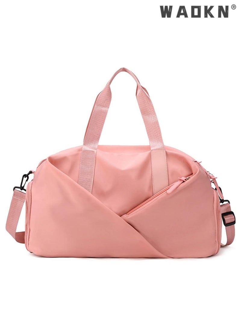 WAOKN Sports Gym Bag for Women, Workout Duffel Bag Travel Bags Swim Sports Travel Gym Bag with Dry Wet Pocket and Shoe Compartment Travel bag Yoga Bag (Pink) - Image 1