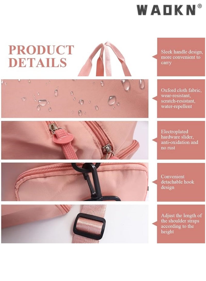 WAOKN Sports Gym Bag for Women, Workout Duffel Bag Travel Bags Swim Sports Travel Gym Bag with Dry Wet Pocket and Shoe Compartment Travel bag Yoga Bag (Pink) - Image 3