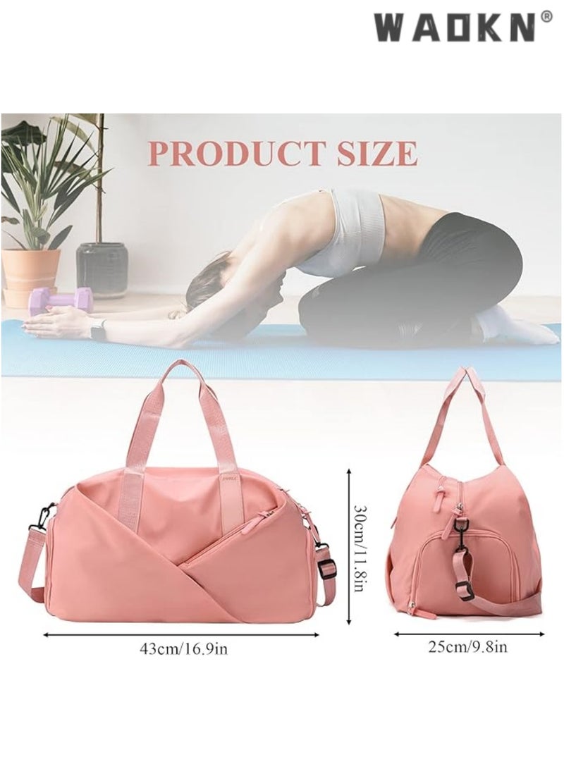 WAOKN Sports Gym Bag for Women, Workout Duffel Bag Travel Bags Swim Sports Travel Gym Bag with Dry Wet Pocket and Shoe Compartment Travel bag Yoga Bag (Pink) - Image 4
