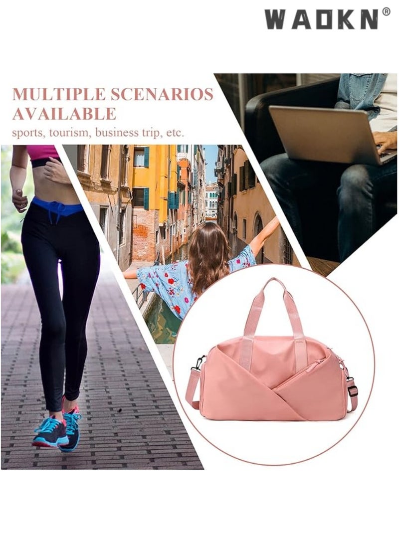 WAOKN Sports Gym Bag for Women, Workout Duffel Bag Travel Bags Swim Sports Travel Gym Bag with Dry Wet Pocket and Shoe Compartment Travel bag Yoga Bag (Pink) - Image 5
