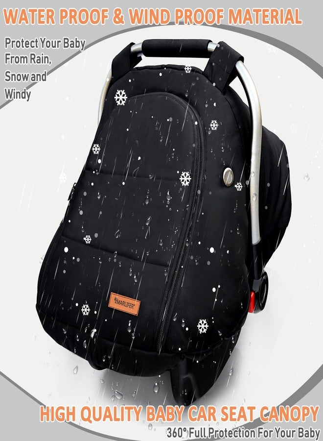 MARLIFER Waterproof Winter Baby Car Seat Cover, Carseat Cover Boys, Cozy & Warm Cover, Infant Car Seat Canopy, Universal Cold Weather Shield, Black - Image 5