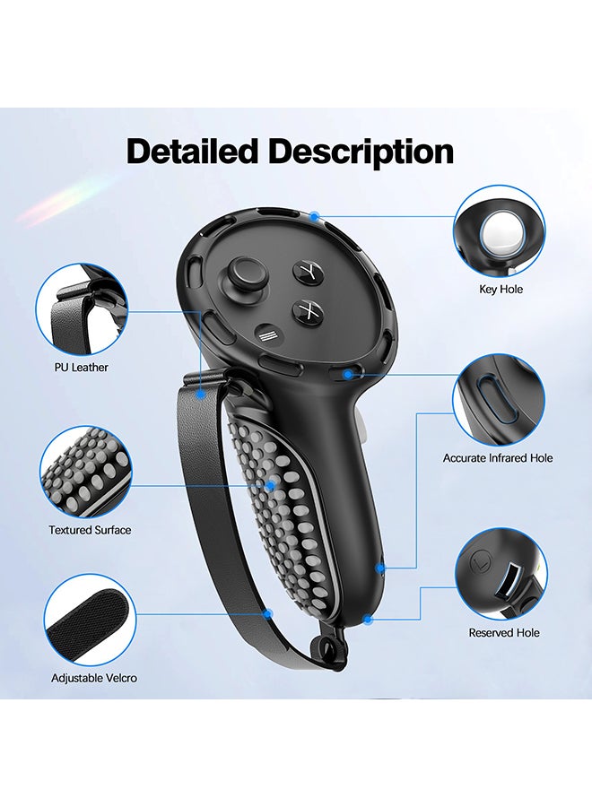 O Ozone Controller Grip for Meta Quest 3S Oculus Quest 3 VR Accessories Grips Cover for VR Touch Controllers Straps Silicone Covers- Grey - Image 2