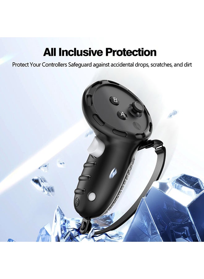 O Ozone Controller Grip for Meta Quest 3S Oculus Quest 3 VR Accessories Grips Cover for VR Touch Controllers Straps Silicone Covers- Grey - Image 3