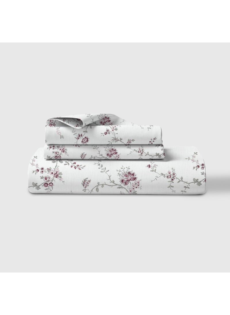 LINENWALAS LINENWALAS 100% Cotton Fitted Bed Sheet for King Size Bed, Printed All Around Elastic Bedsheet (72 x 78 Inches) with 2 Pillow Covers | 210 TC Soft, Breathable, Luxury Bedsheet (Vineyard)  - Image 1