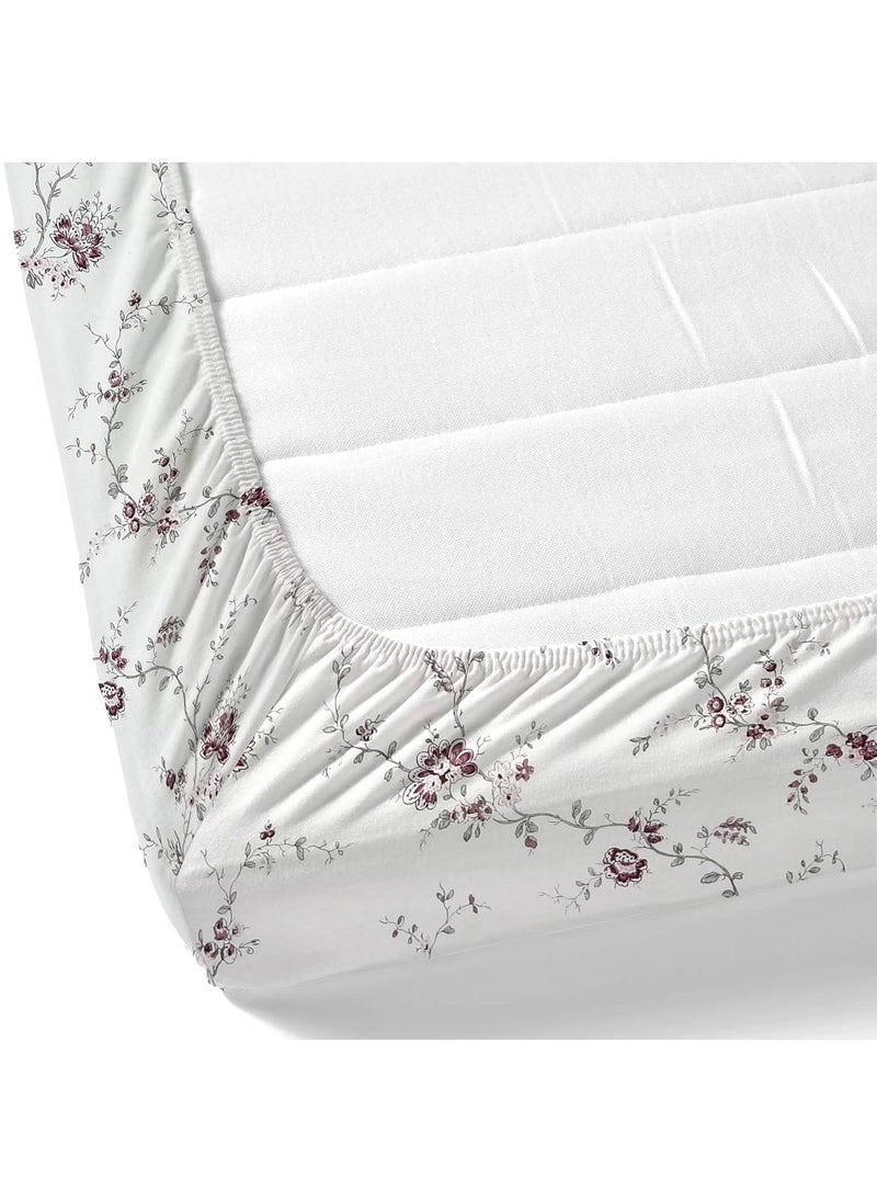 LINENWALAS LINENWALAS 100% Cotton Fitted Bed Sheet for King Size Bed, Printed All Around Elastic Bedsheet (72 x 78 Inches) with 2 Pillow Covers | 210 TC Soft, Breathable, Luxury Bedsheet (Vineyard)  - Image 5