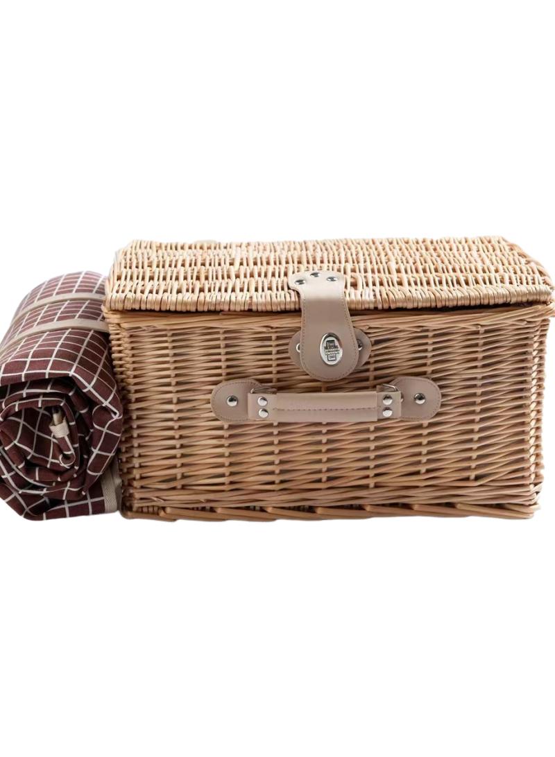 Y&D Picnic Basket Set With Mat Picnic Set Hamper For 4 With Waterproof Picnic Blanket Willow Picnic Service Gift Set For Camping Outdoor - Image 3