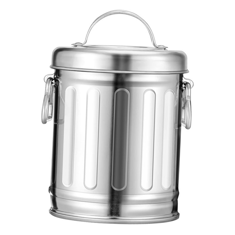 صينية رماد فولاذية مجلفنة صغيرة مع غطاء، سلة مهملات مكتبية للاستخدام المنزلي - Image 1